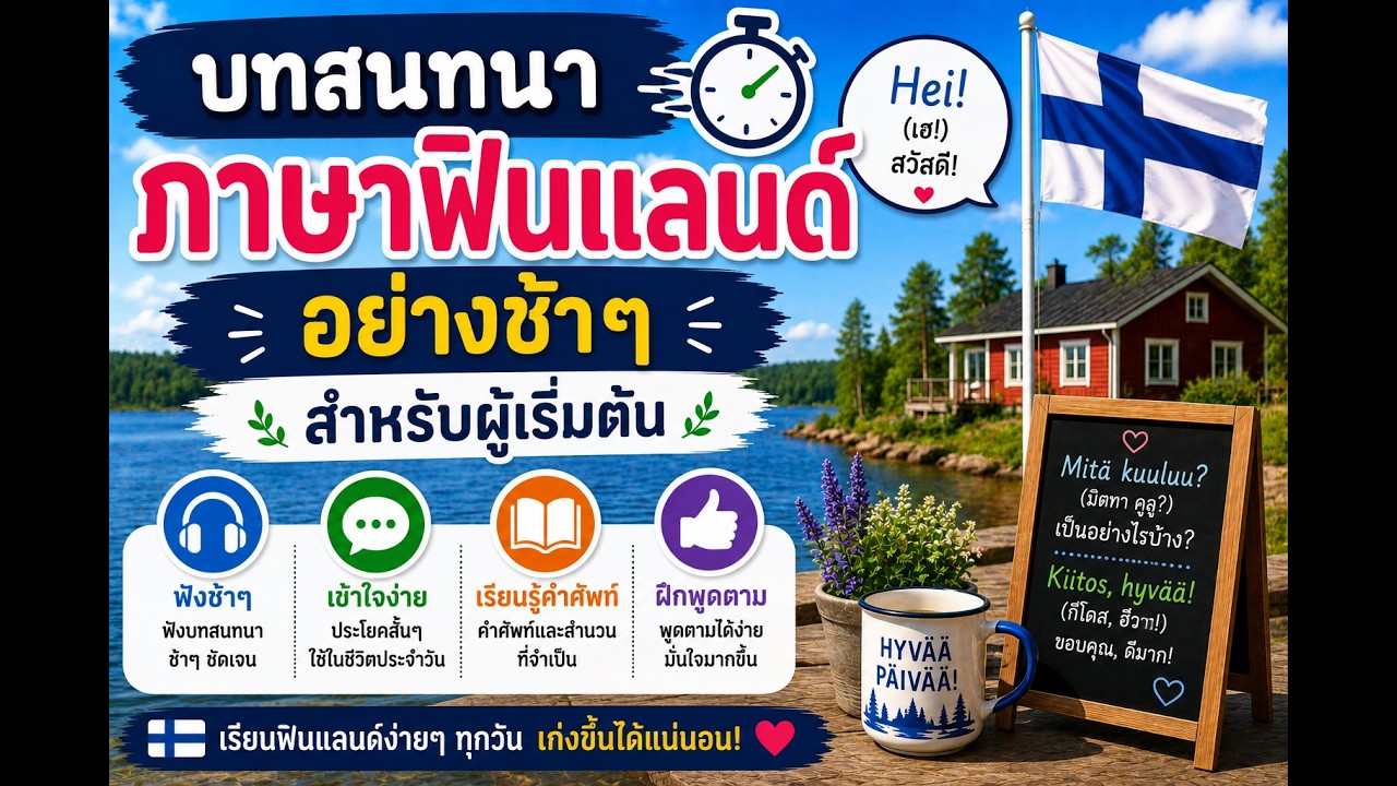 บทสนทนาภาษาฟินแลนด์อย่างช้าๆ สำหรับผู้เริ่มต้น