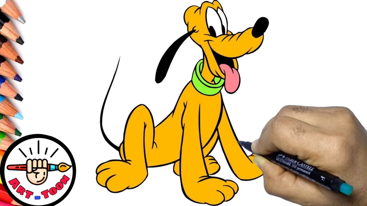 how to draw pluto the dog from Mickey mouse step by step
