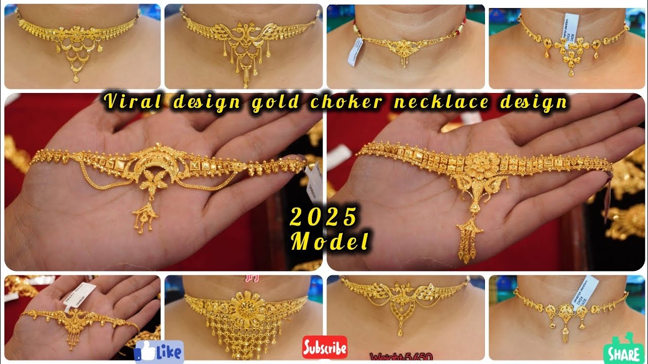 Viral 2025 gold choker necklace design with weight and price//lightweight gold choker necklac design