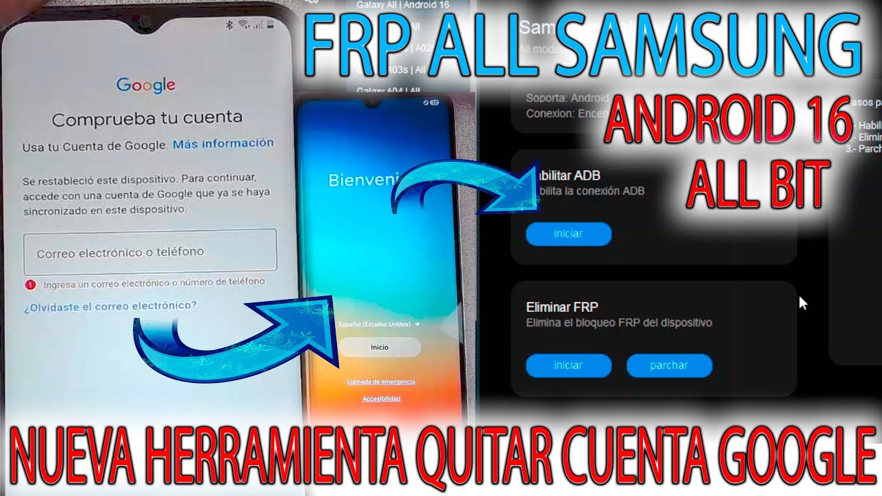 NUEVA TOOL QUITAR CUENTA GOOGLE SAMSUNG ANDROID 16 A02 03 A04 05 A06 07 A14 A15 A16 A17 A25 A35 A55
