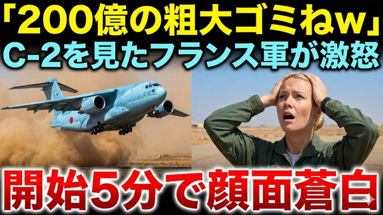 【海外の反応】仏女性大佐「空飛ぶ大福？美しくないわｗ」→砂嵐へ突っ込んだC-2が『物理無視の神機動』でラファールを撃墜判定！