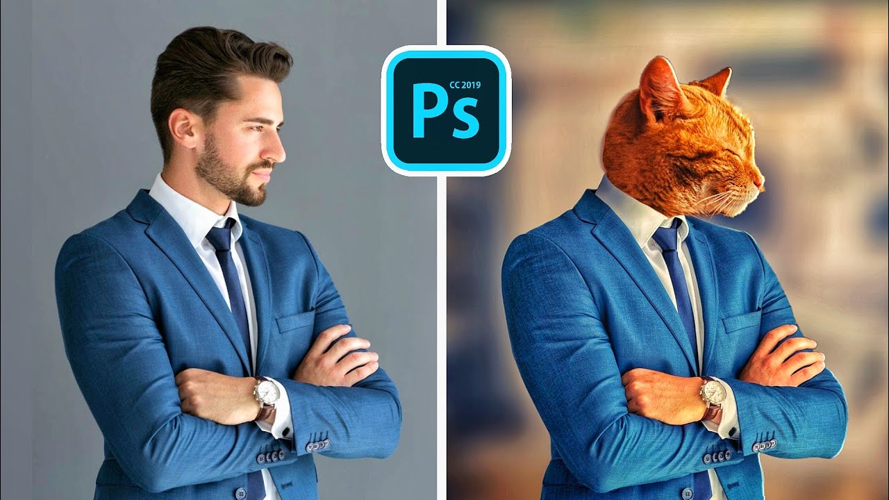 How to Create a CAT MAN Photo manipulation in PS Touch | PS CC 2019