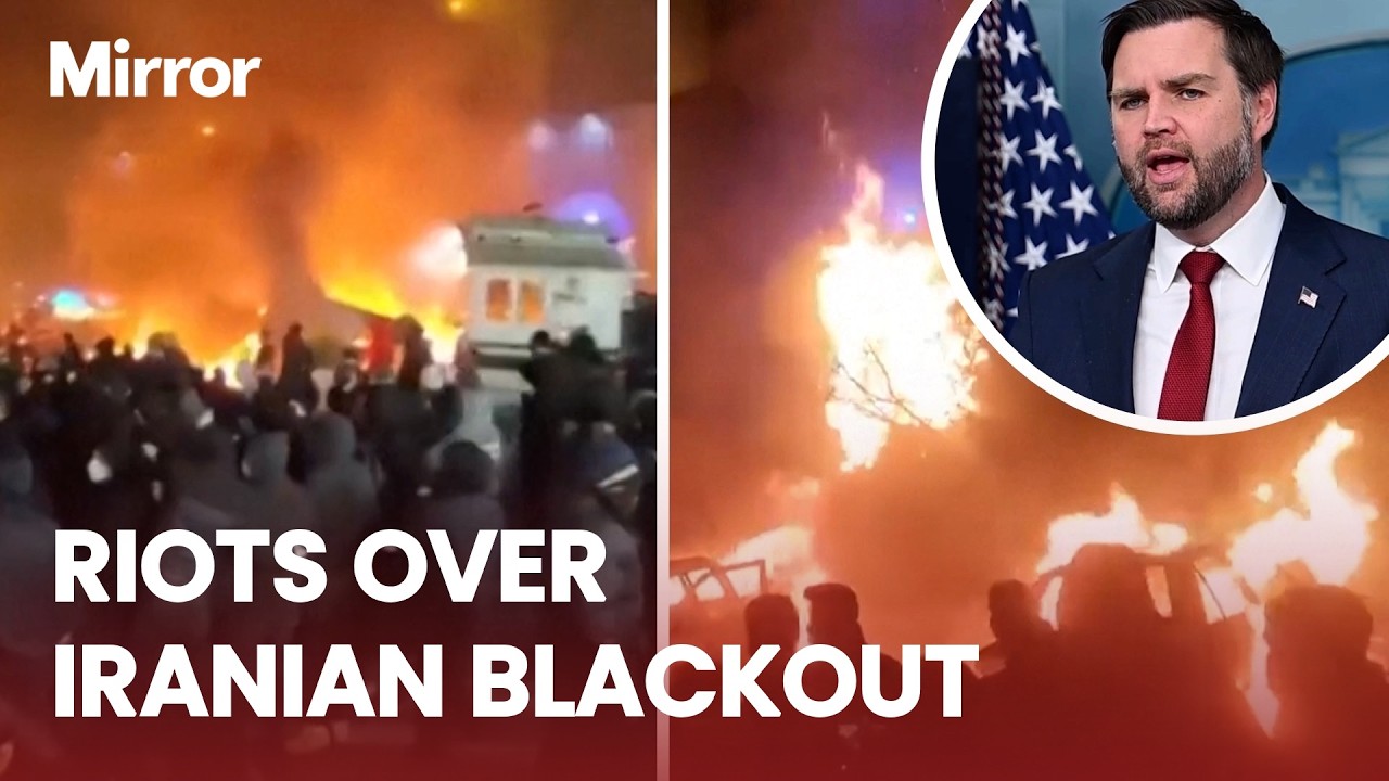 Iranian protesters BURN DOWN government buildings and capture two cities as JD VANCE backs uprising