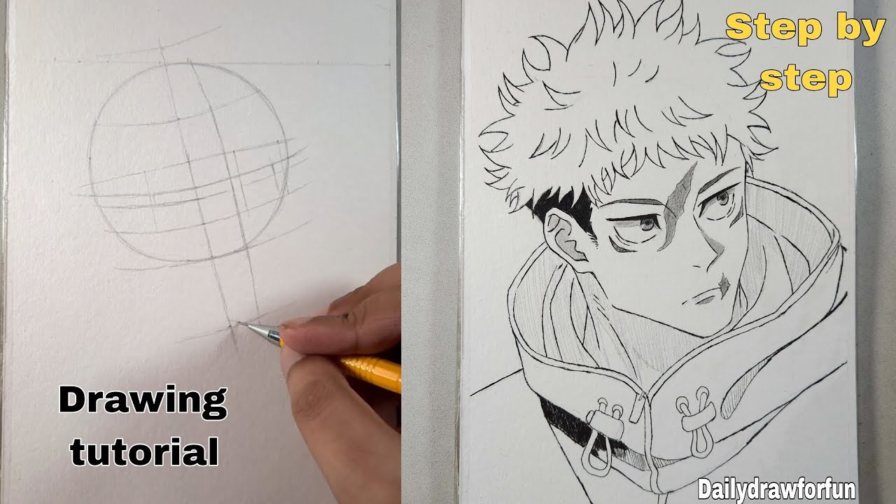 How to draw Yuji itadori | Tutorial #yuji #jujutsukaisen #drawingtutorial 