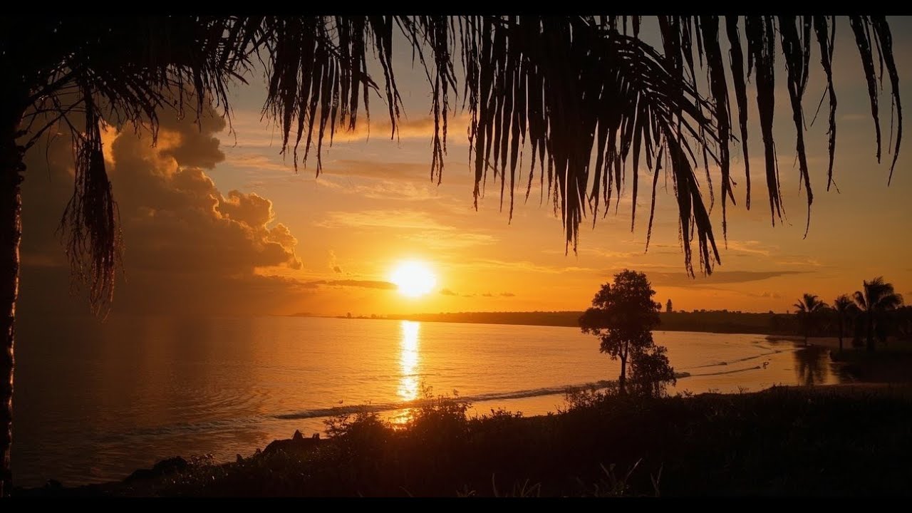 Fall Asleep Under a Tropical Sunset 🌴 | Ocean Waves, Birds, & Crickets for Deep Sleep
