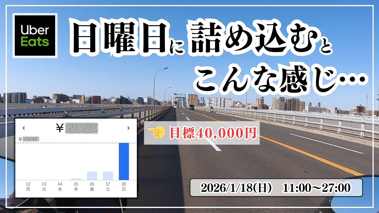 【Uber16時間】日曜日にまとめて1週間分稼いでみた 〜サイドFIRE中の配達員の自由な稼ぎ方〜