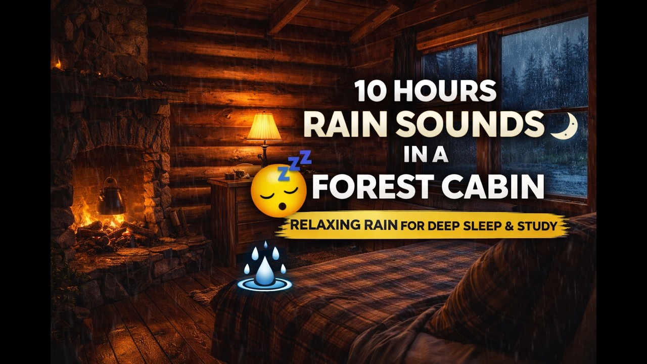 10 Hours Rain Sounds in a Cozy Forest Cabin 🌧️ Relaxing Rain for Deep Sleep & Study1