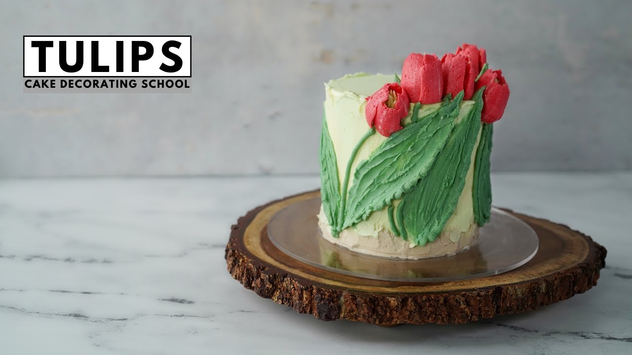 How to make 3D Tulips Cake [ Cake Decorating For Beginners ]