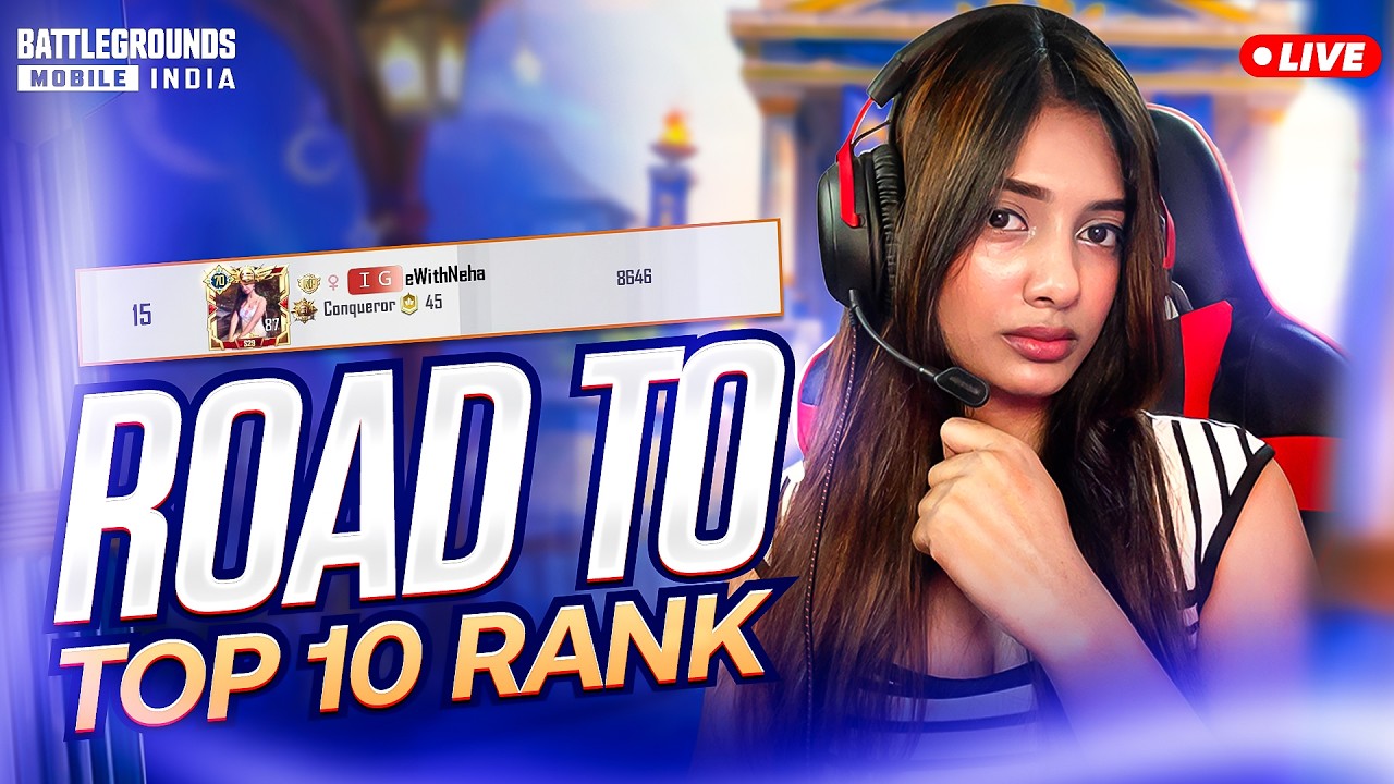 TOP 10 TODAY??🏆&hearts;️| DOMINATING CONQ LOBBY🔥#facecam #bgmi #pubg #girlgamer #live #shortsfeed #jonathan