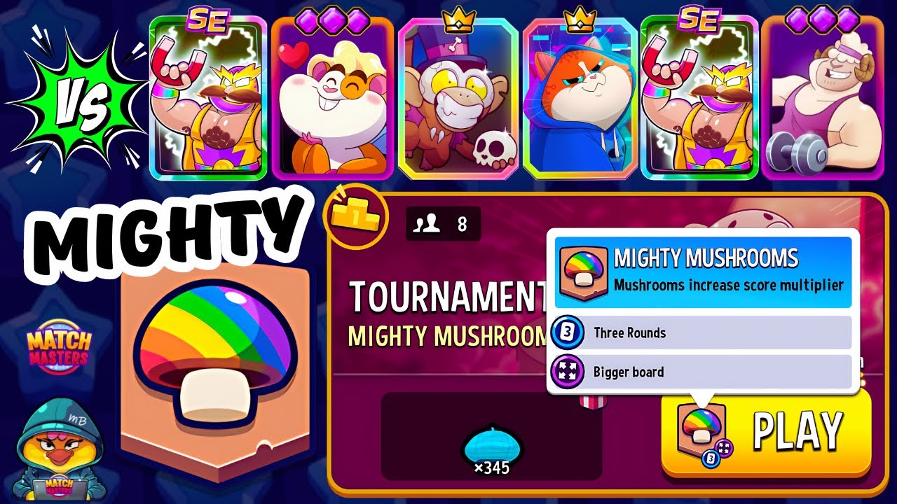 x2 TOUENAMENT! Mighty Mushrooms + Super Sized + Sprint | Match Masters