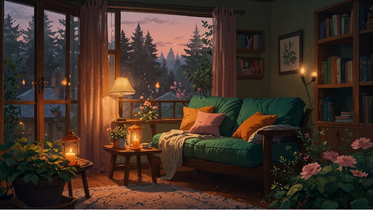 Lofi Fireplace | Cozy Rainy Cabin Ambience with Fireplace for Relax & Focus