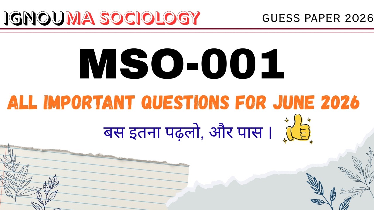 MSO 001 | MSO 001 June 2026 Important Questions | MSO 001 Marathon Class for 2026