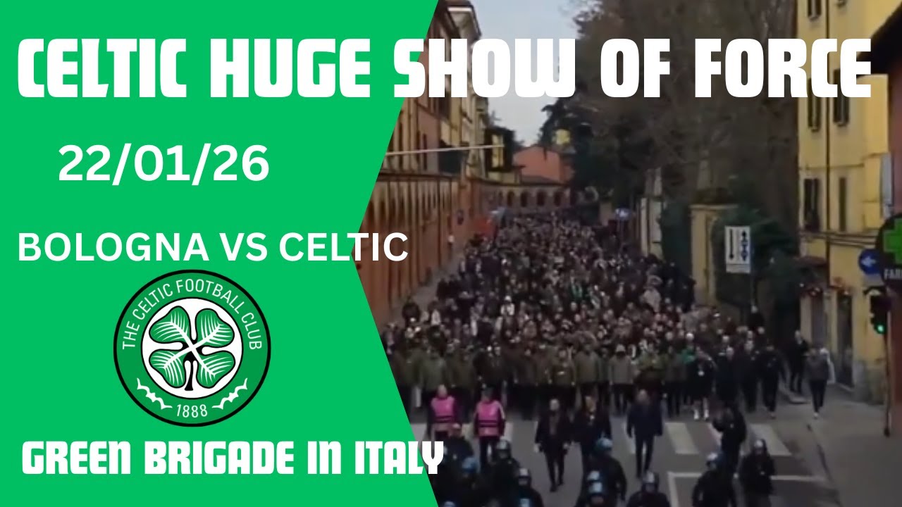 Celtic Ultras HUGE Show of Force in Italy - Bologna vs Celtic - Green Brigade Police Escort