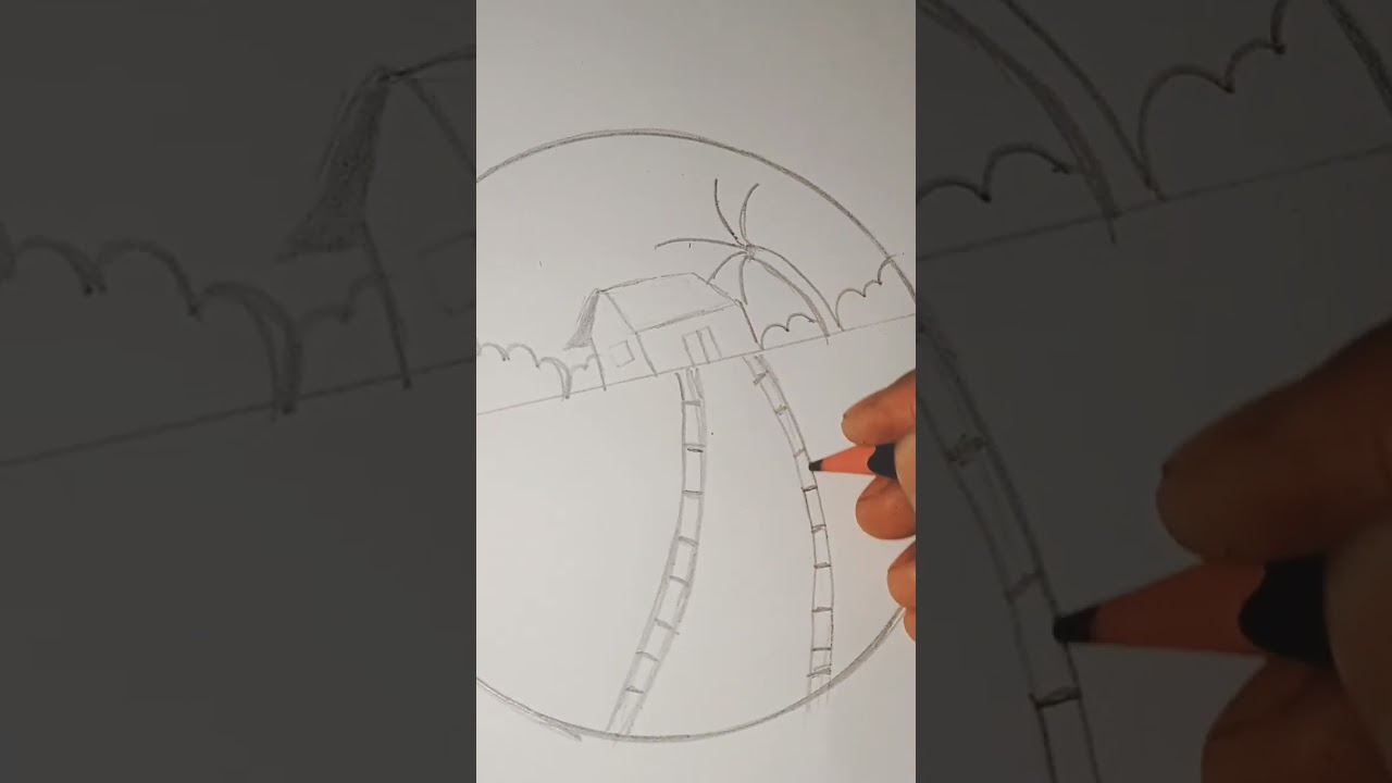Easy circle  scenery 🛖🏝️# Art by Sumaiya # plz follow my chanel 🙏