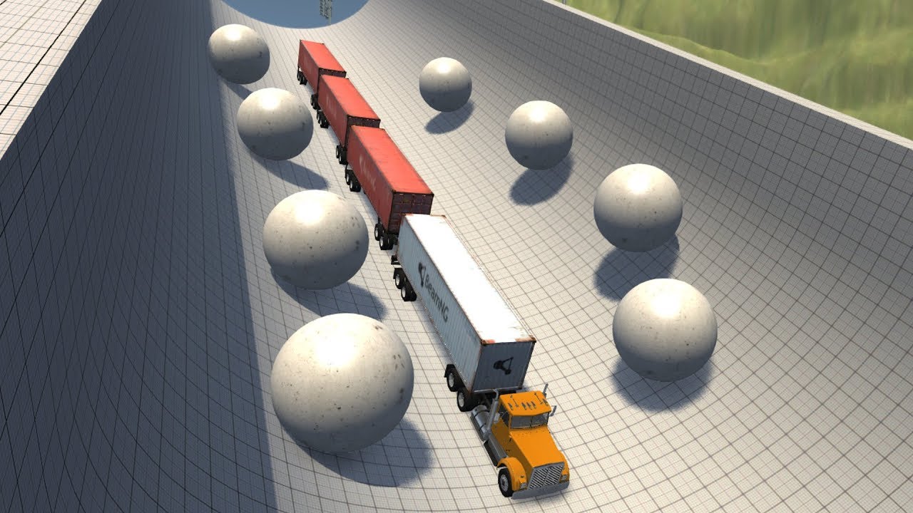 Beamng drive -  Twin Side giant Rolling concrete Balls