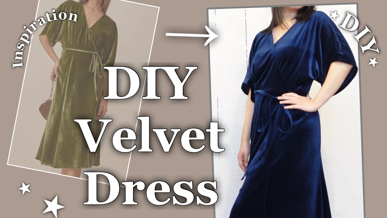 How to Sew Stretch Velvet Wrap Dress: NO ZIPPERS Easy Sewing DIY