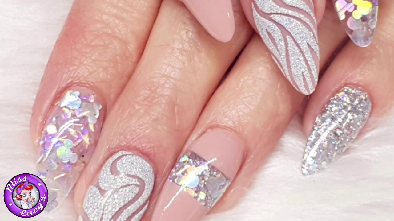 Acrylic Redesign | Simple Geometric Design | Sand / Textured Nail Art