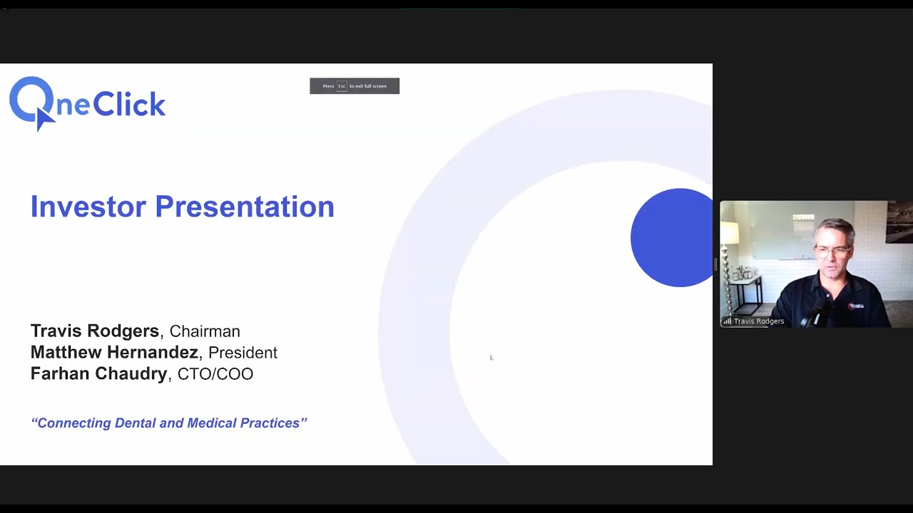 Investor Pitch of OneClick Referral to Jeremy Krell of Revere Partners VC