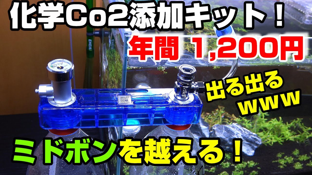 【ｱｸｱﾘｳﾑ】超 Co2添加システム！ミドボンを凌ぐ！ 年間1200円！【水草水槽】