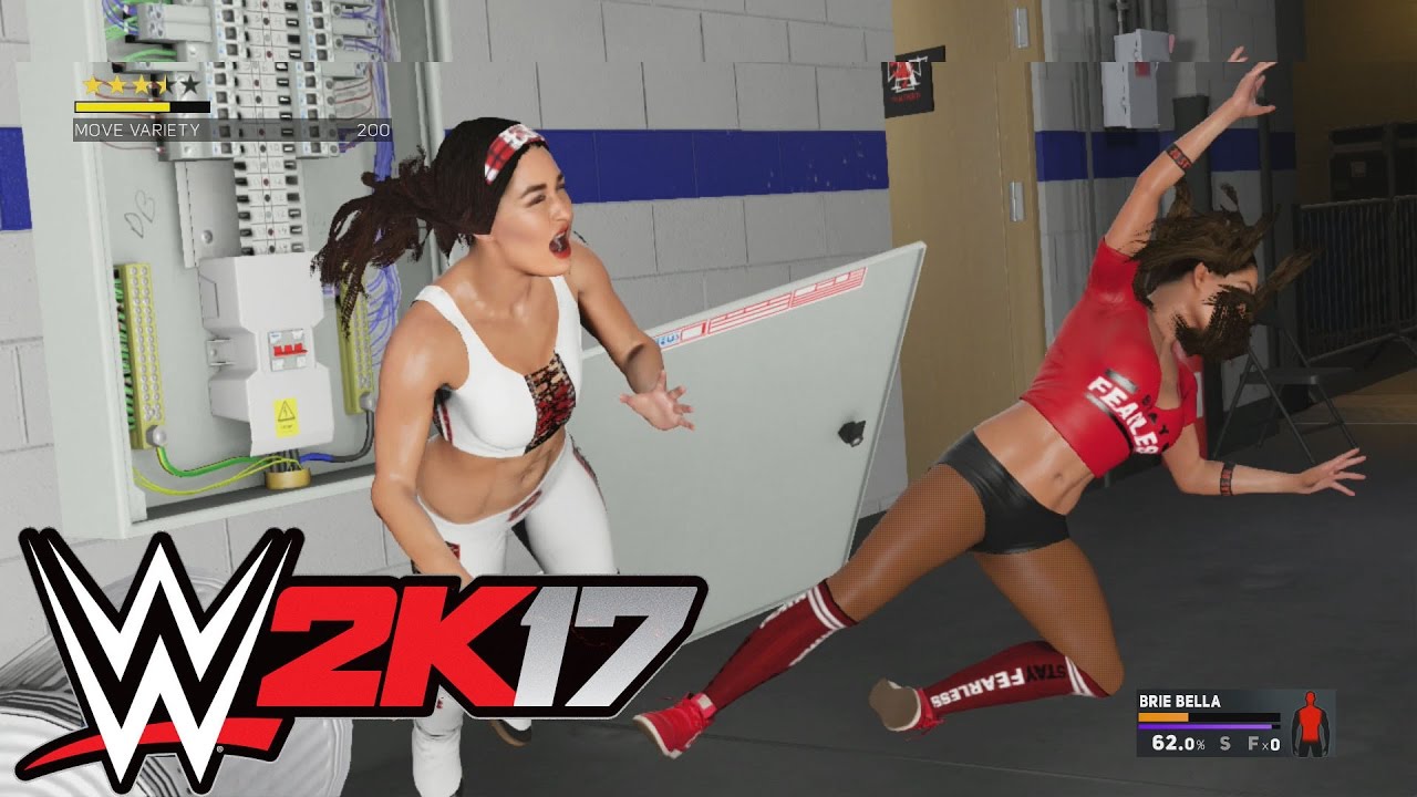 WWE 2K17 Nikki Bella Vs Brie Bella (Falls Count Anywere)