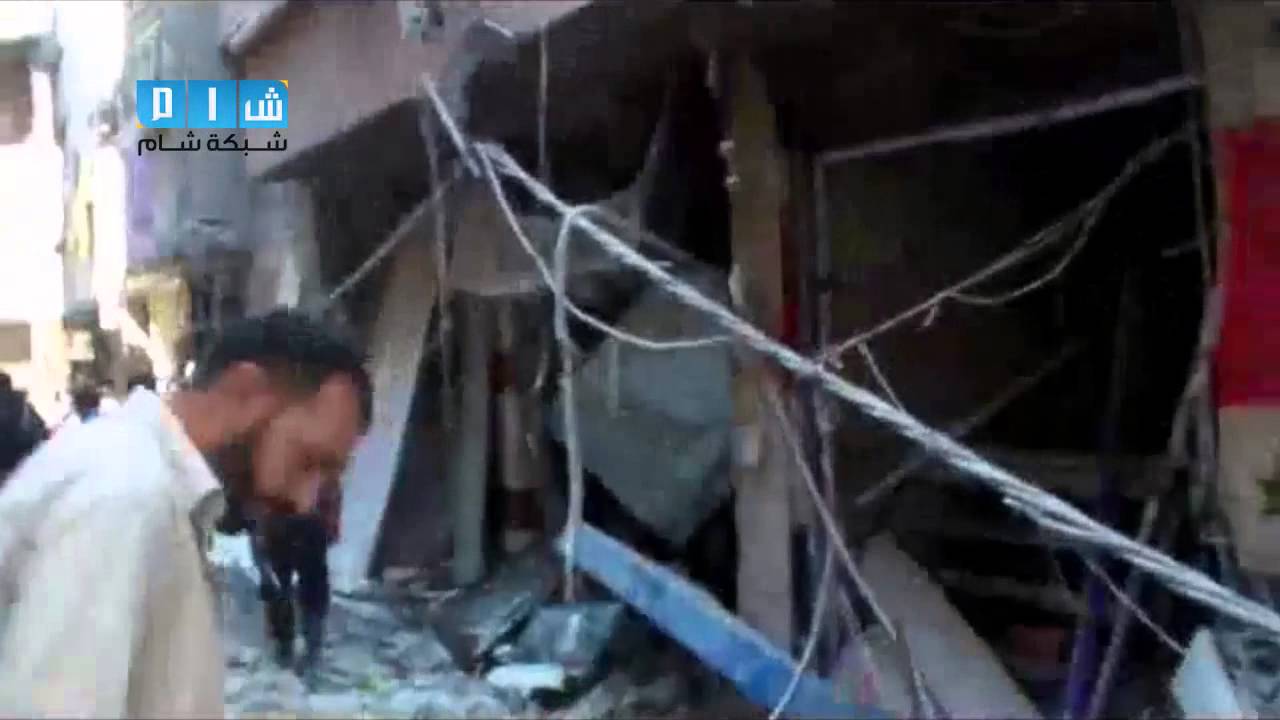 شام دمشق الدخانية احتراق المباني السكنية وتدميرها جراء قصف النظام 24 9 2014