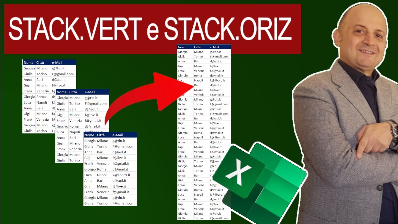 EM206 Nuove funzioni di Excel VSTACK (STACK.VERT)  e HSTACK (STACK.ORIZ) assurde!!