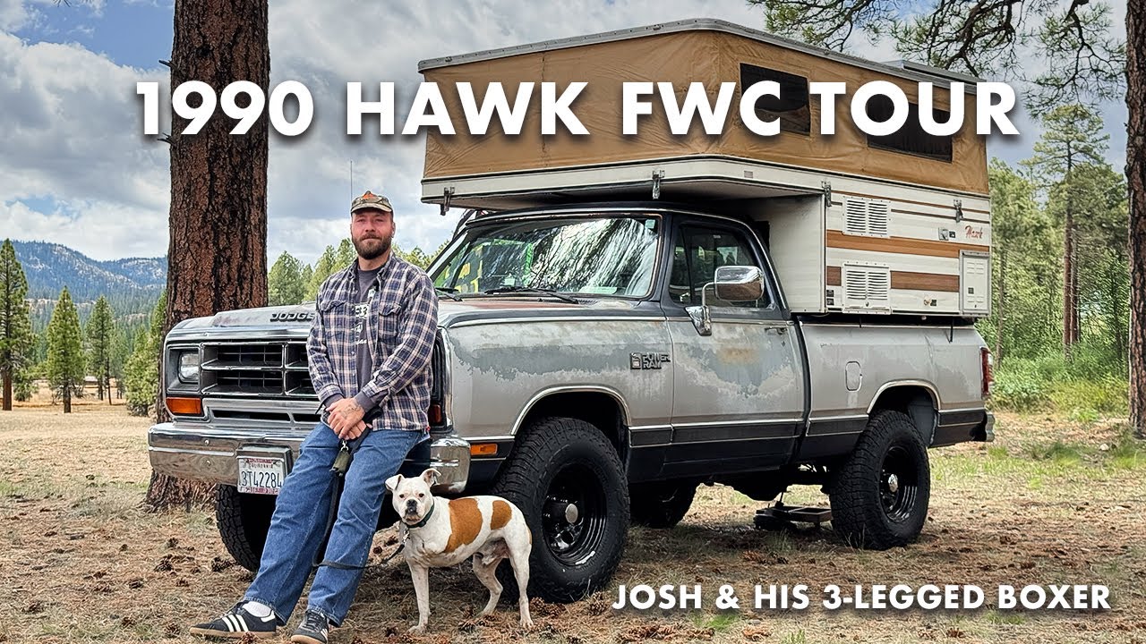 VINTAGE Four Wheel Camper TOUR | 1990 Hawk on a 1989 Ram W150