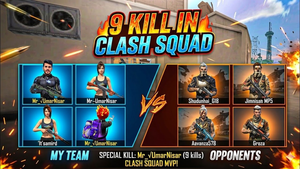 ☠️9 kills in clash squad free fire 🎯 || #freefire #gaming #umroff 