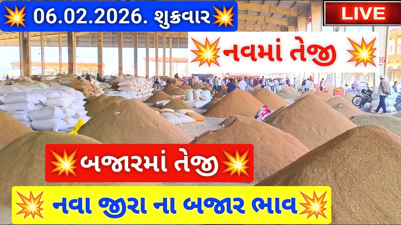 🔴 Live New Jeera Price Today | Jasdan Mandi Bhav Aajna | નવા જીરા ના ભાવ | 6 Feb 2026