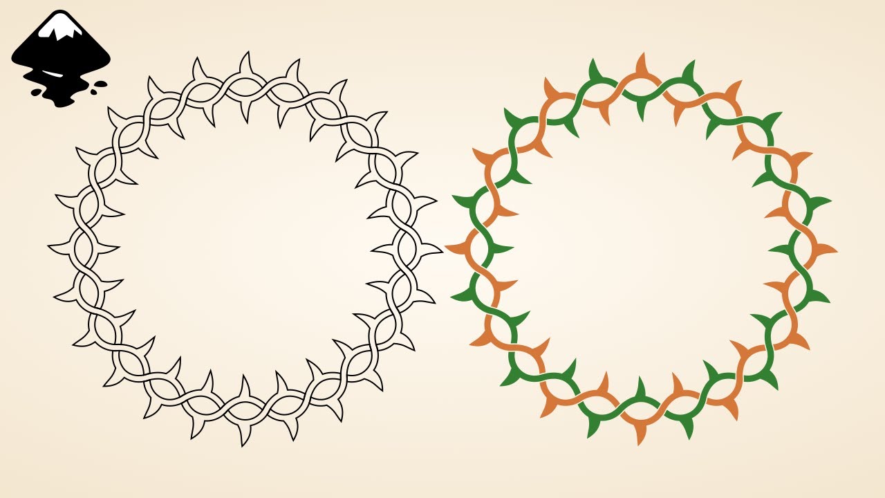 Draw Intertwined CIRCULAR Vines with Thorns in Inkscape