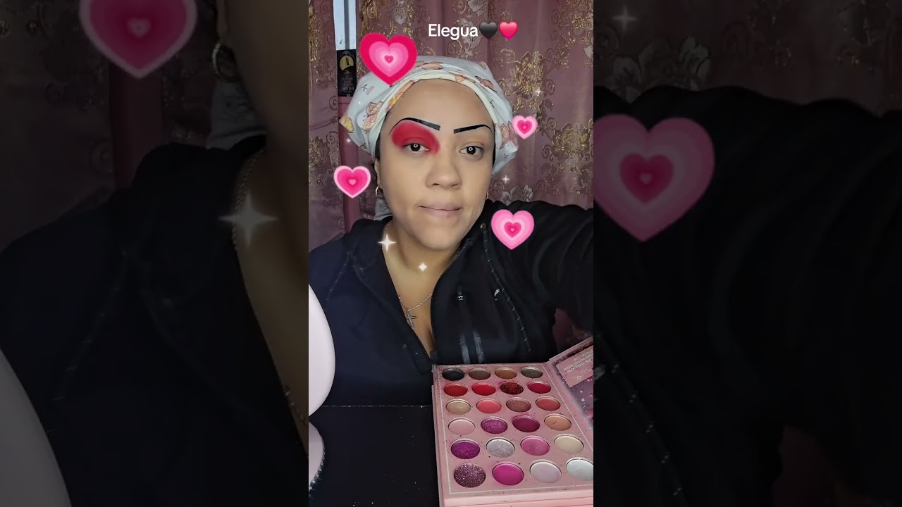 ❤️🖤ELEGUA colors red and black fingers eyeshadow makeup tutorial 🖤❤️