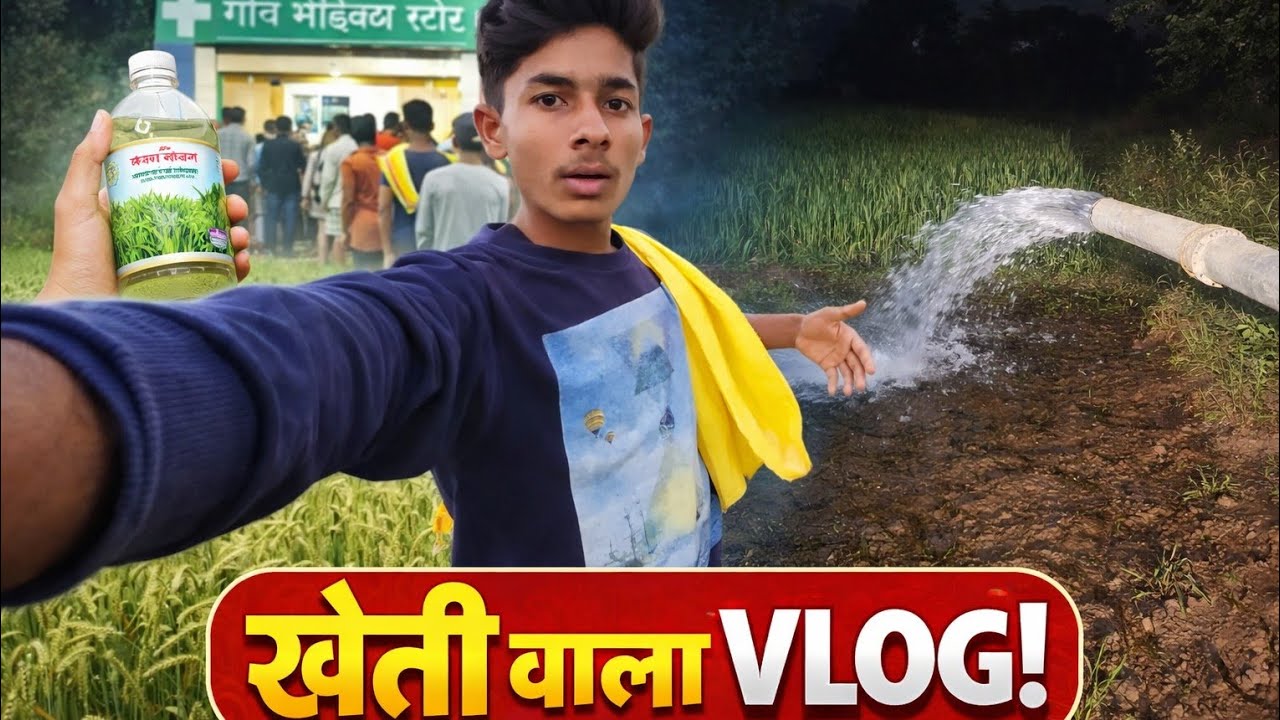 आज का खेती वाला Vlog 🌾 | गेहूं में निंदान | गांव मेडिकल स्टोर | खेतों में पानी | Night Irrigation