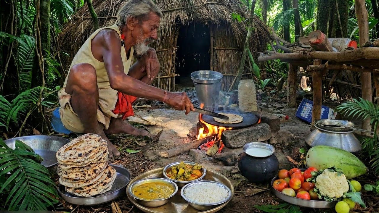 सिद्ध बाबा वाले संत जी की कुटिया में  सात्विक दाल, सब्जी और रामरोट टिक्कड़ की स्वादिष्ट प्रसादी 