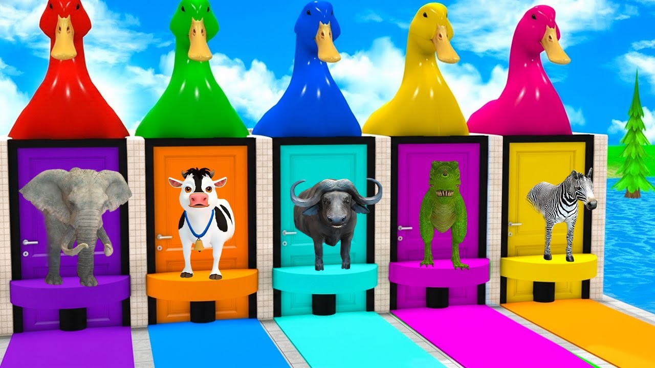 Long Slide Game With Cow Elephant Gorilla Hippopotamus Tiger 3d Animaal Game Funny 3d Animals