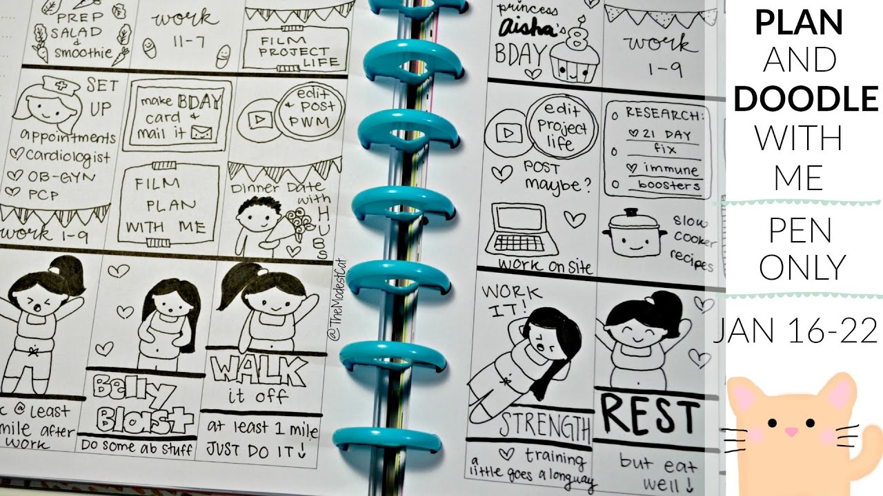 Plan and Doodle With Me | Pen Only | Happy Planner WK 3