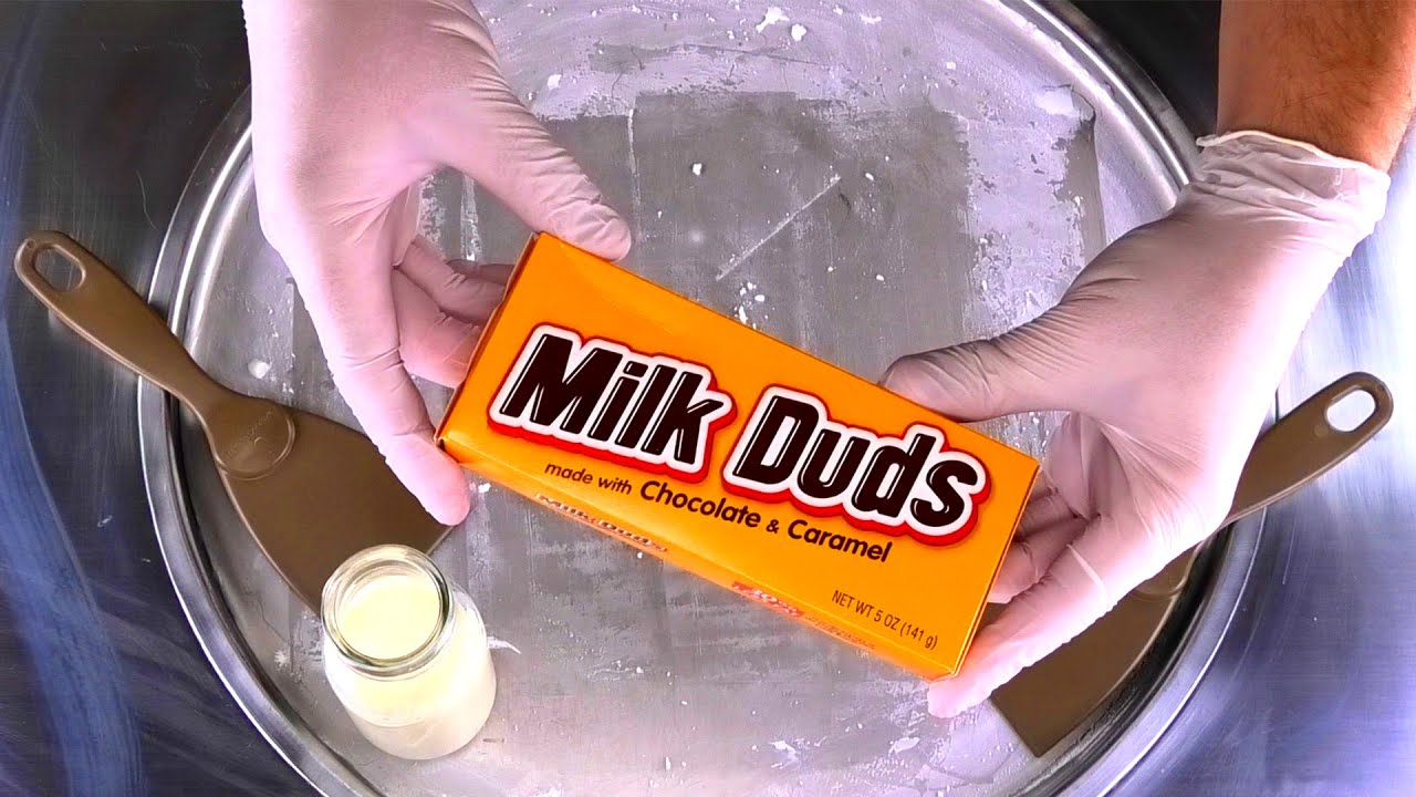 Ice Cream Rolls | how to make Milk Duds rolled Ice Cream with Chocolate & Caramel | satisfying ASMR