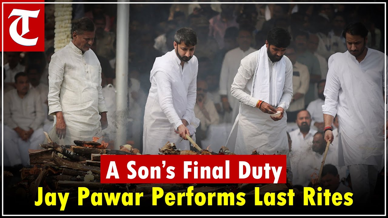 Tearful Moment: Jay Pawar Performs His Father Ajit Pawar’s Last Rites