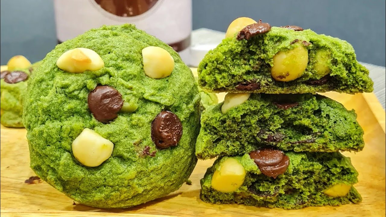 抹茶夏威夷豆曲奇饼干Matcha Macadamia Cookies|天然绿,抹茶香,外酥内软Natural Green, Matcha Aroma, Crispy edges soft center