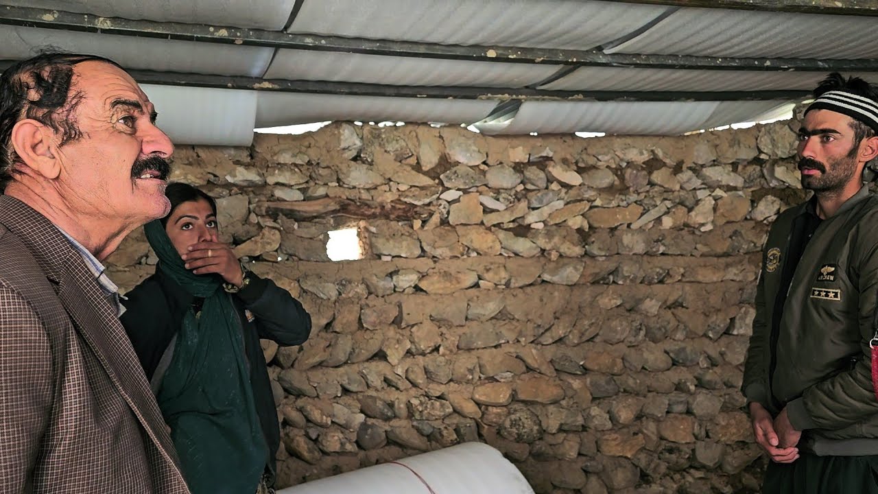 Hassan came to the mountains to see Leila and helped her build a hut.
