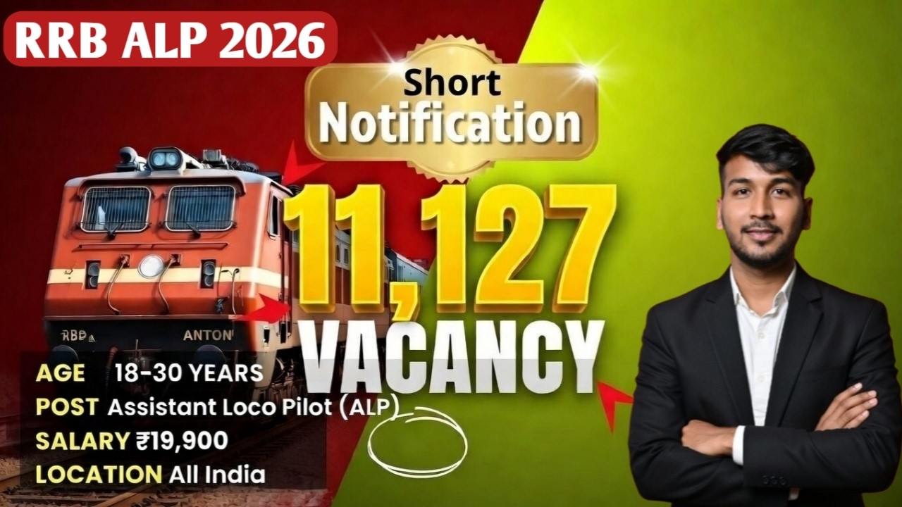 RRB ALP New Vacancy 2026: खुशखबरी! 11,127 Posts Official Notification Out 🔥