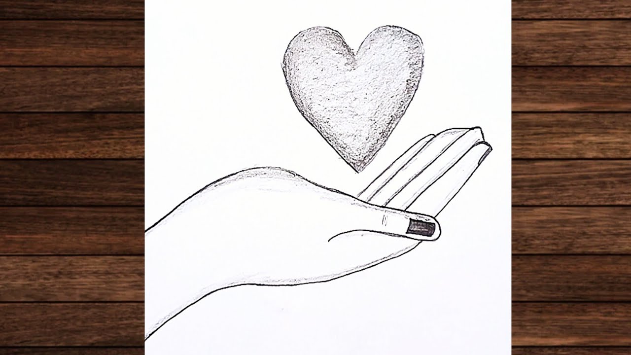 Easy drawing of hands and hearts