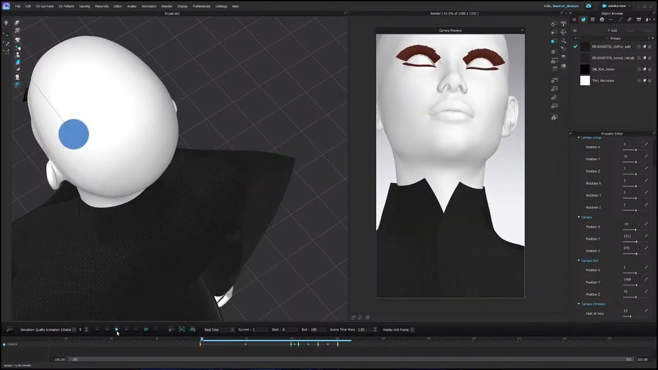 Exploring camera animation in Clo3D