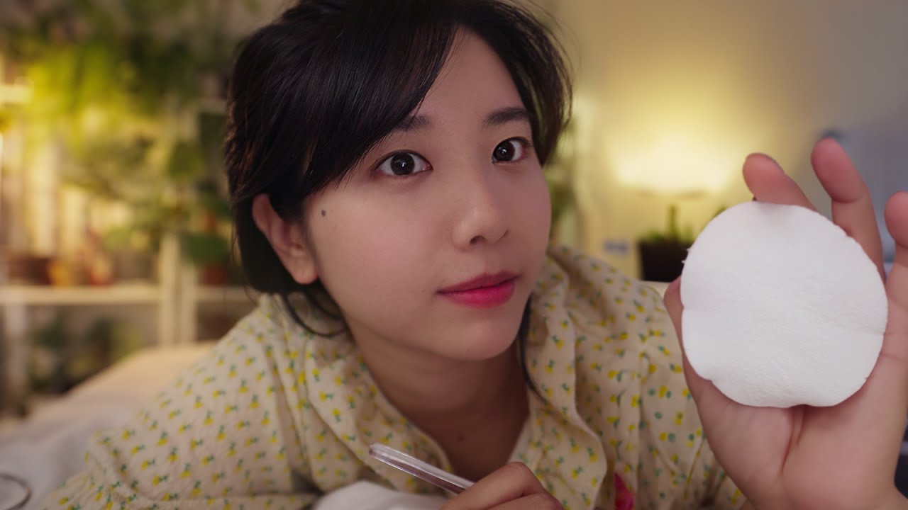 ASMR Вы устали? Я очищу для вас рулевой макияж Удаление и уход за кожей