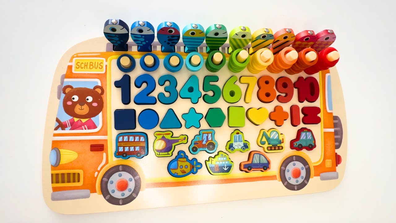 Where's the Bus? Stacking game & Vehicles + Numbers 1-10
