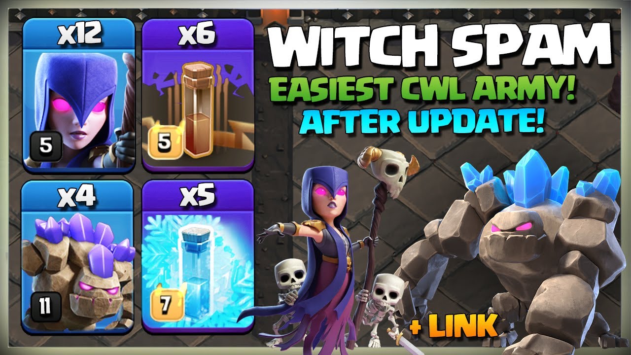 Best Th14 Beginners Attack Strategy | 4 Golem + 12 Witch + 6 Earthquake = Epic Attack Th14 GoWitch