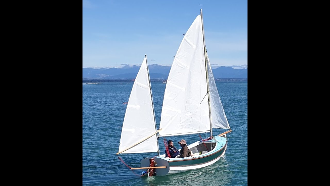 Chico, a John Welsford Pathfinder, on her very first sail