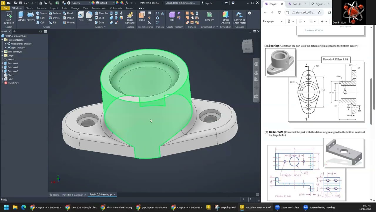 Shaft Support Assembly - Autodesk Inventor - ENGR 2310