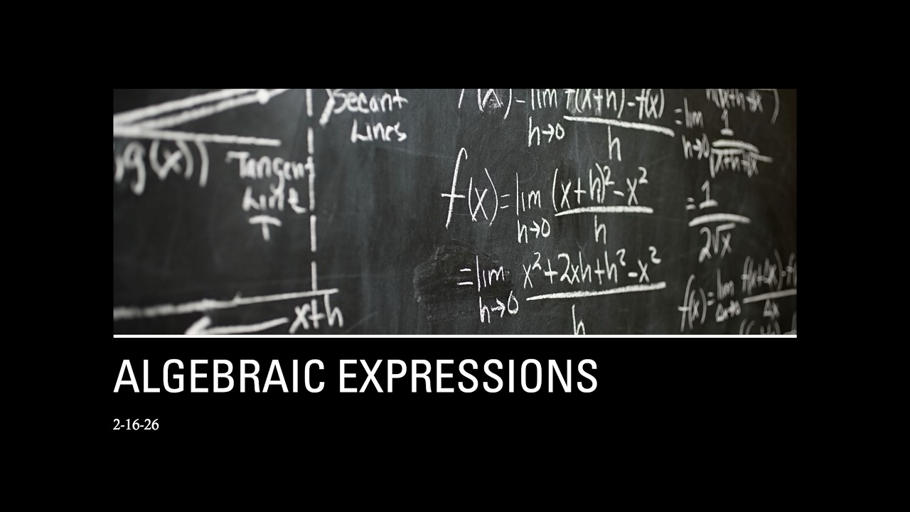 Algebraic Expressions 2 16 26