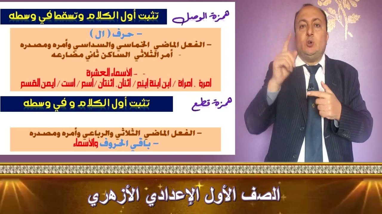 الهمزة المتصدرة | منهج الإملاء لطلاب الصف الأول الإعدادي الأزهري | فنون الكتابة |أيمن الوزير