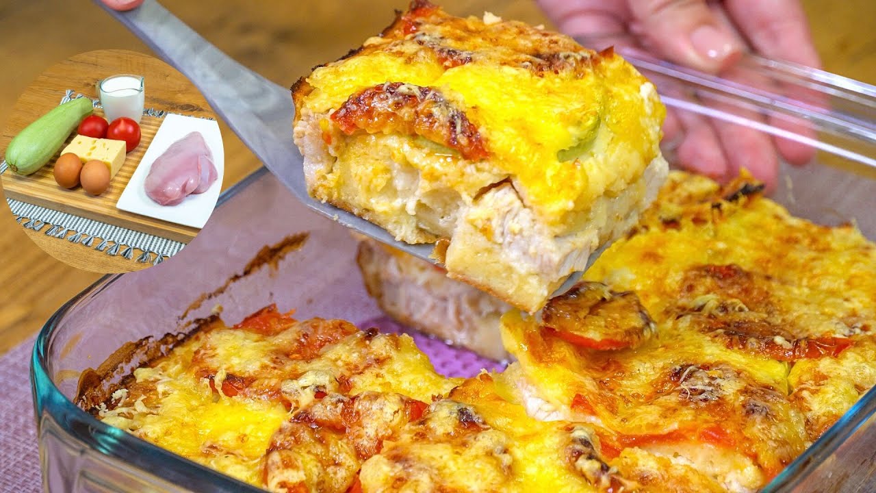 Куриная грудка и кабачок по этому рецепту готовится очень быстро и вкусно!